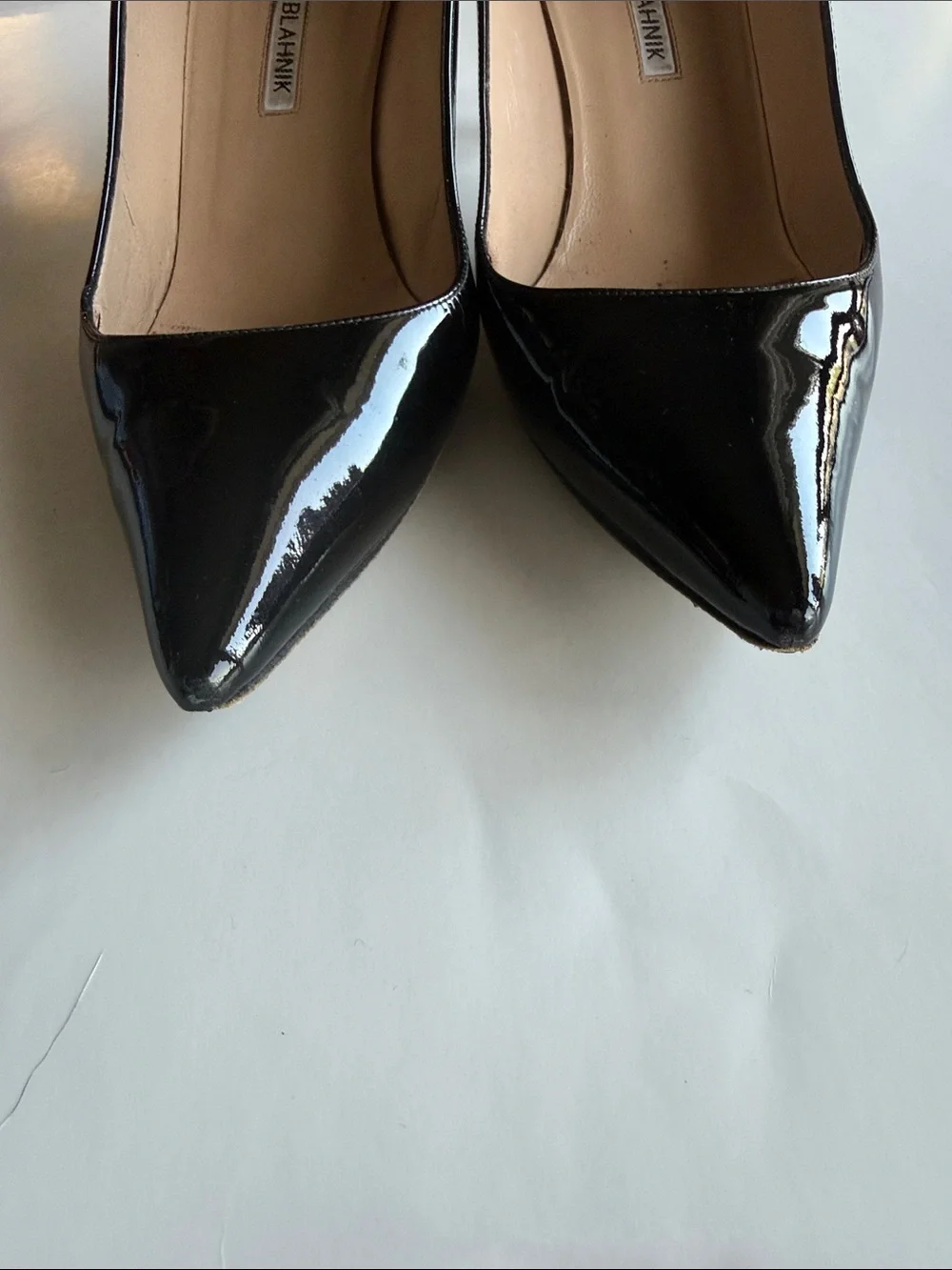 Manolo Blahnik Black Leather Pumps Heel size 39.5 US 9.5